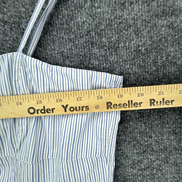 J Crew‎ Button Down Poplin Dress 14 White Blue Stripe Long Maxi Coastal Flowy - Picture 14 of 16